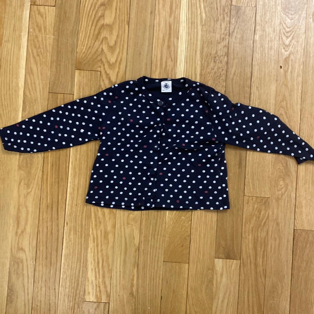 Petit Bateau Blue White Pink Snap Cardigan